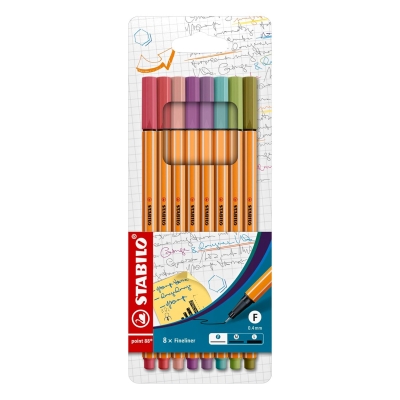 Set 8 Linere, Stabilo, Plastic, 0.4 mm, Multicolor