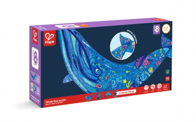 Puzzle Hape Balena 200 piese, ilustrații detaliate, piese groase
