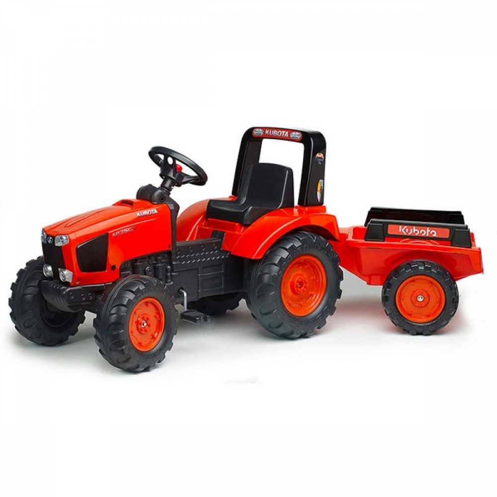 Детски трактор с ремарке и педали Kubota - оранжев
