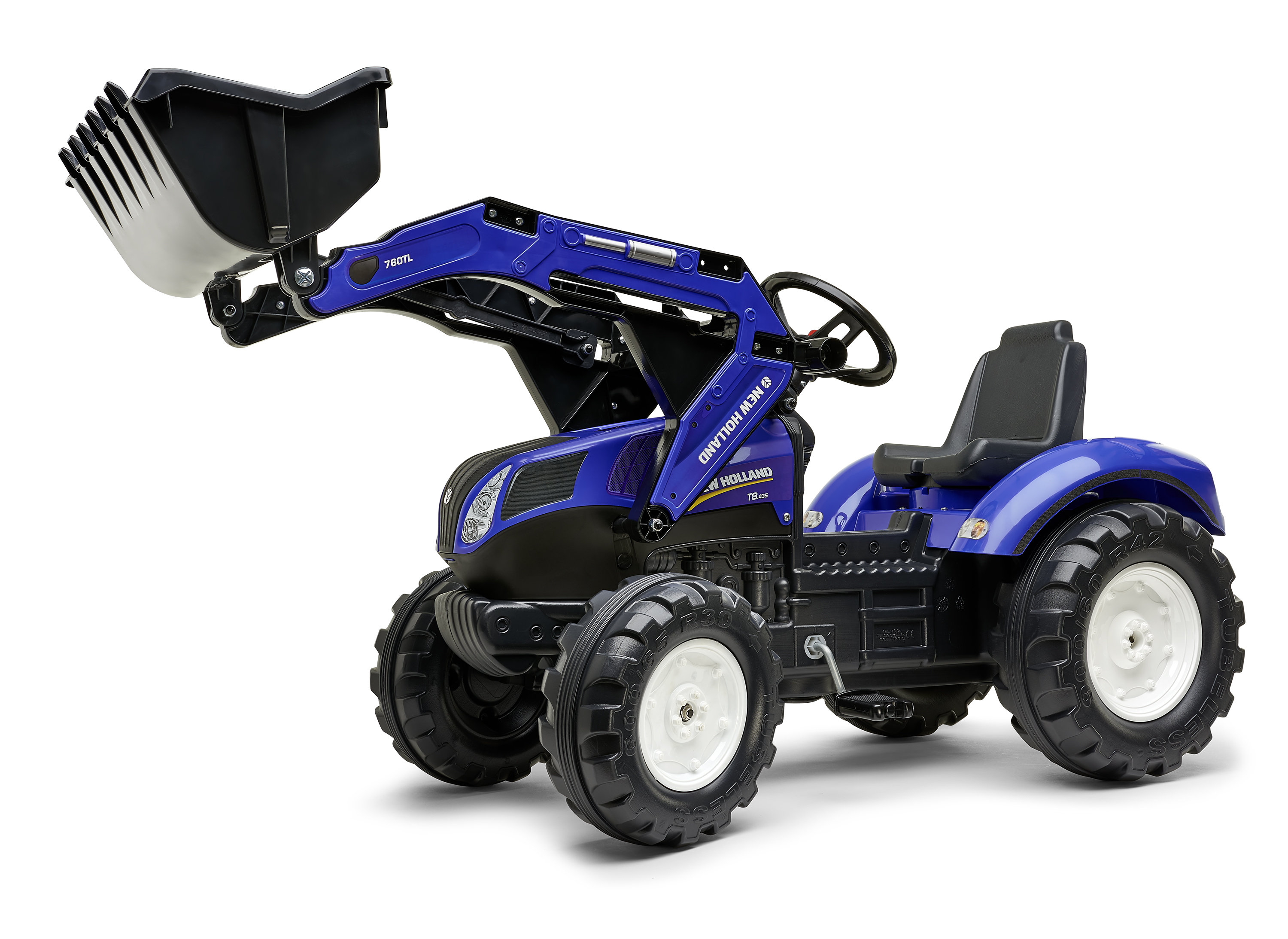 Детски багер с педали и кофа New Holland - син
