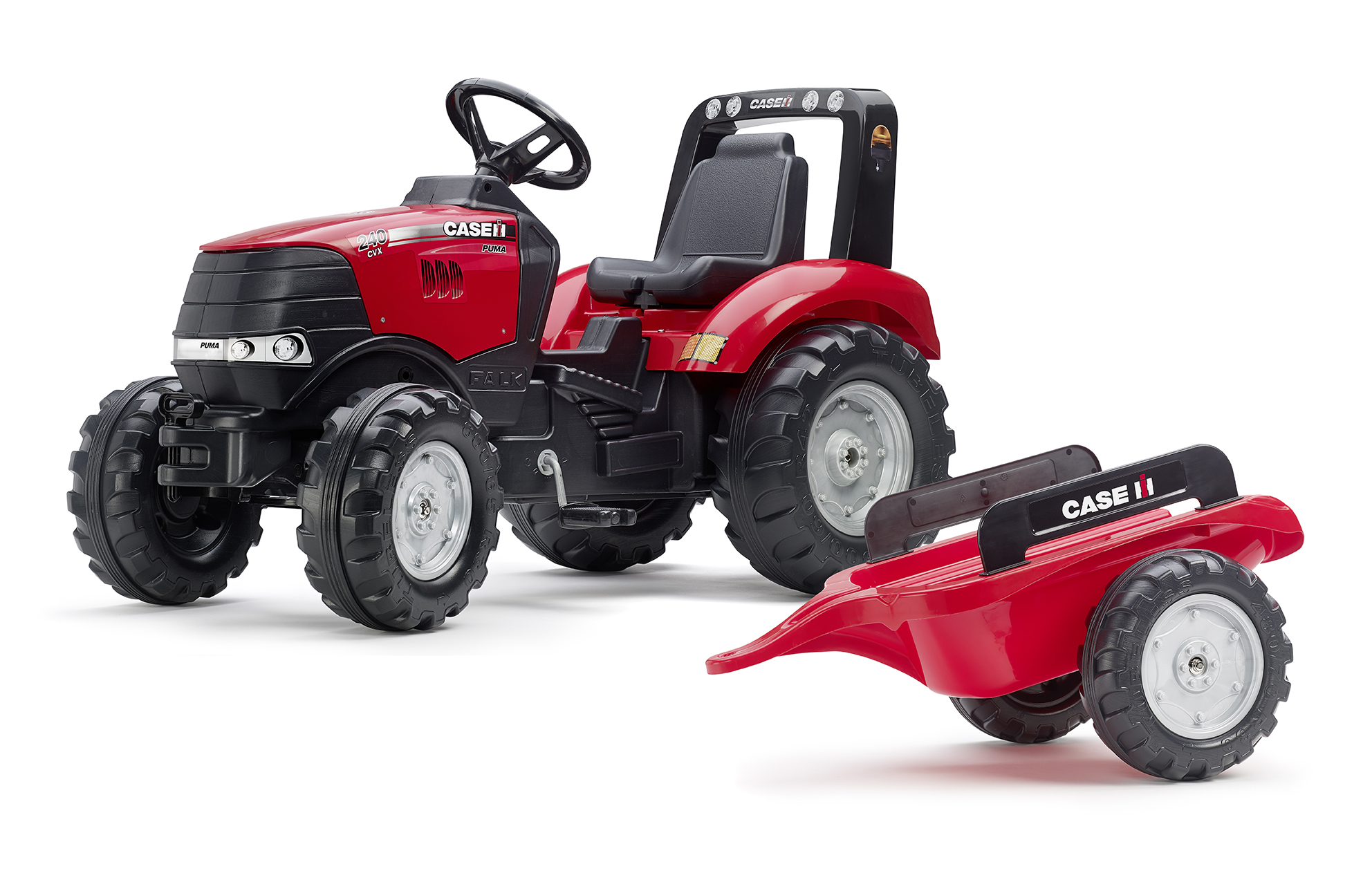Детски трактор с ремарке и педали Case IH - червен