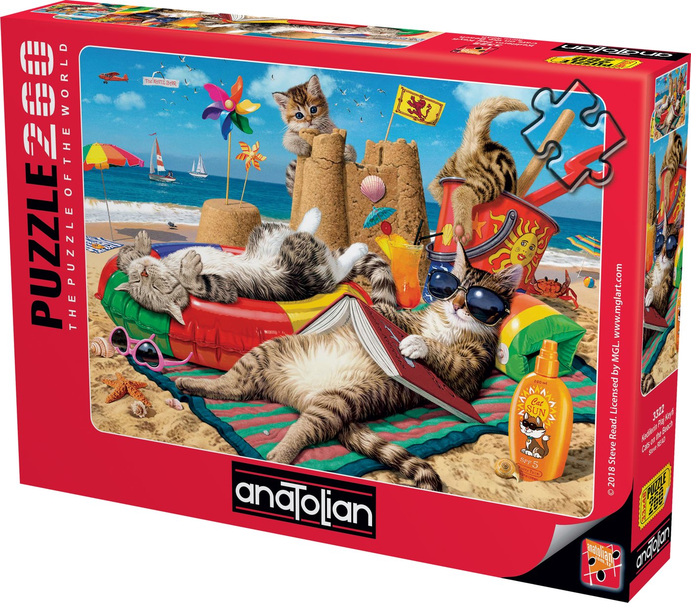 Puzzle, Anatolian, Pisici pe plajă, 260 de piese